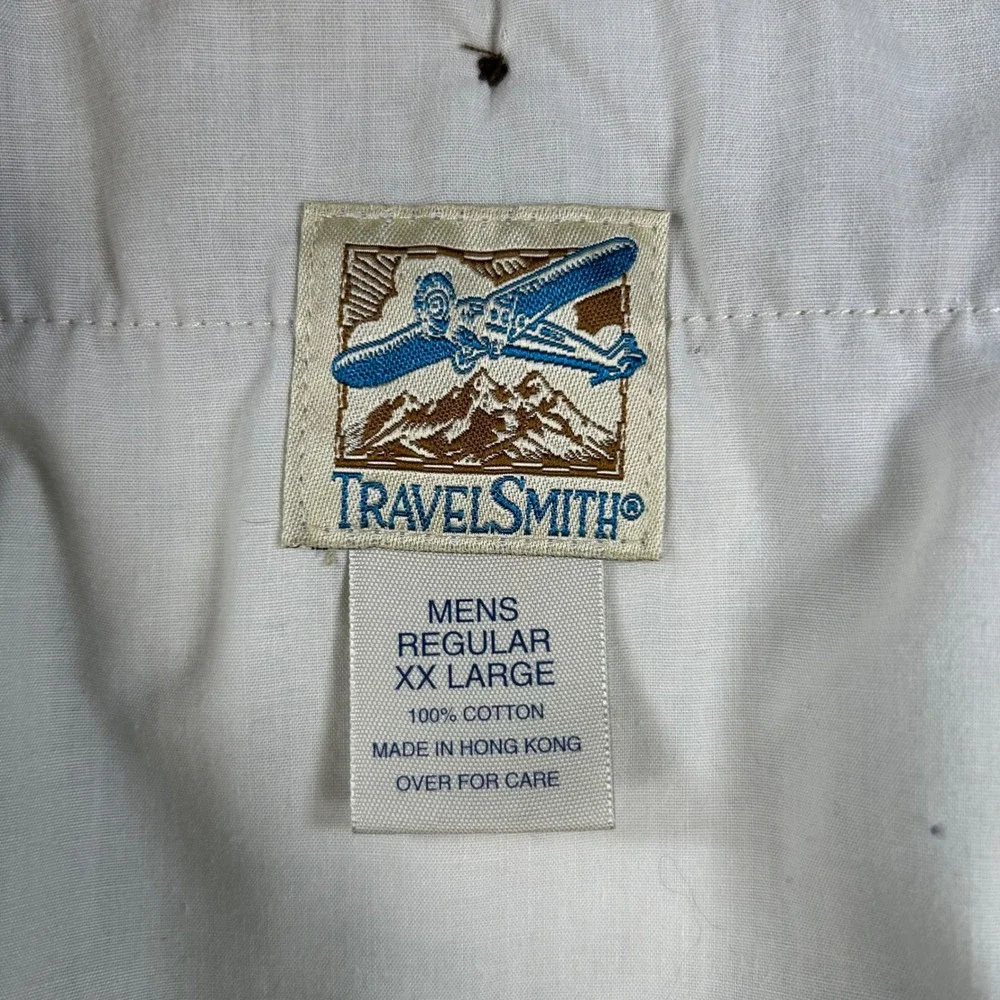 Travelsmith Mens Belted‎ Pants Mens XXL Tan Khaki Cotton Elastic Waist Vintage